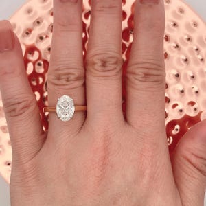 2.25 Carats Oval Cut Lab Grown Diamond Engagement Ring, Hidden Halo Lab Grown Diamond Two Tone 14k Gold Wedding Ring, Oval Cut Diamond Ring