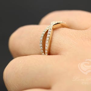 14k Gold Diamond Ring Diamond Band 0.44 Carats Split Diamond Wedding Band Promise Ring(Other Metals and Bridal Wedding Set Available)