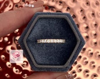Full Eternity Lab Grown diamanten trouwring 14k geel goud, Eternity diamanten trouwring, diamanten jubileumring, stapelbare band