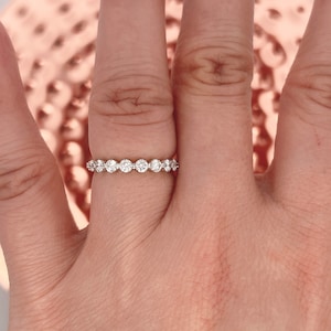 Lab Grown Diamond Matching Wedding Band 14k White Gold, Half Eternity Stackable Wedding Ring, Diamond Wedding Band,Anniversary Wedding Ring
