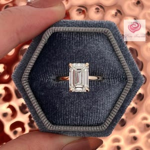 3 Carats Emerald Cut E Color VS1 Lab Grown Diamond Engagement Ring, 14k Yellow Gold Lab Grown Diamond Solitaire Ring, Anniversary Ring