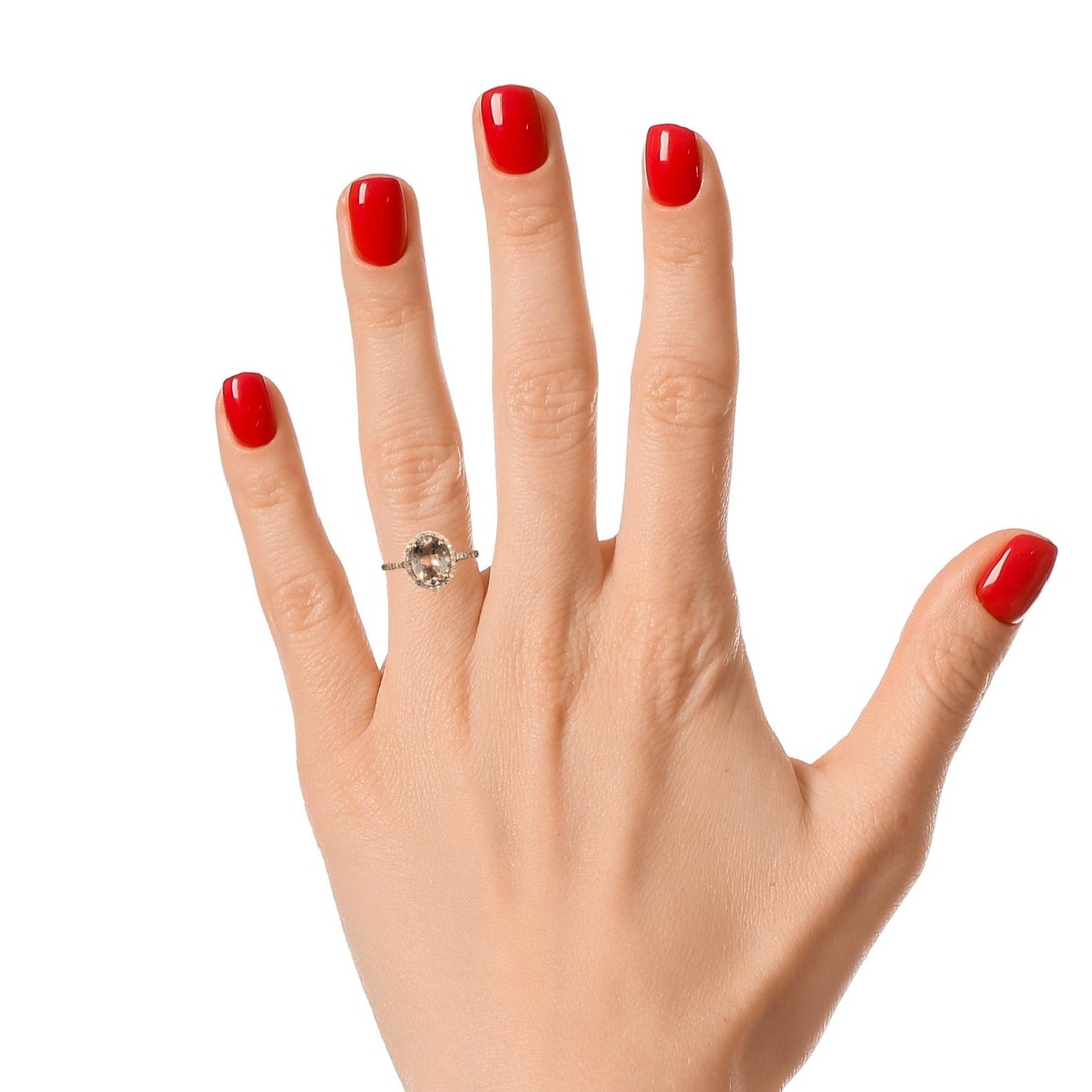 Engagement Ring 14k Rose Gold Morganite Ring Diamond Ring - Etsy