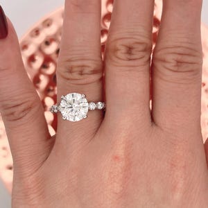 3 Carats Round Cut Lab Grown Diamond Engagement Ring, 14k White Gold Lab Grown Diamond Wedding Ring, Round Cut Solitaire Engagement Ring