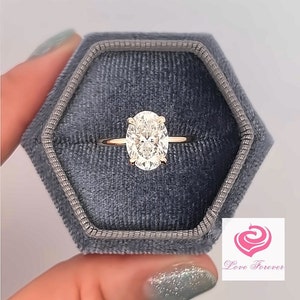 2.38 Carats Oval F Color VS1 IGI Certified Lab Grown Diamond Engagement Ring, 14k Yellow Gold Hidden Halo Diamond Solitaire Engagement Ring