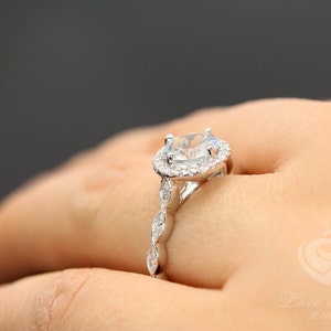 14k White Gold Engagement Ring Diamond Ring 7mm/1.25 Carats - Etsy