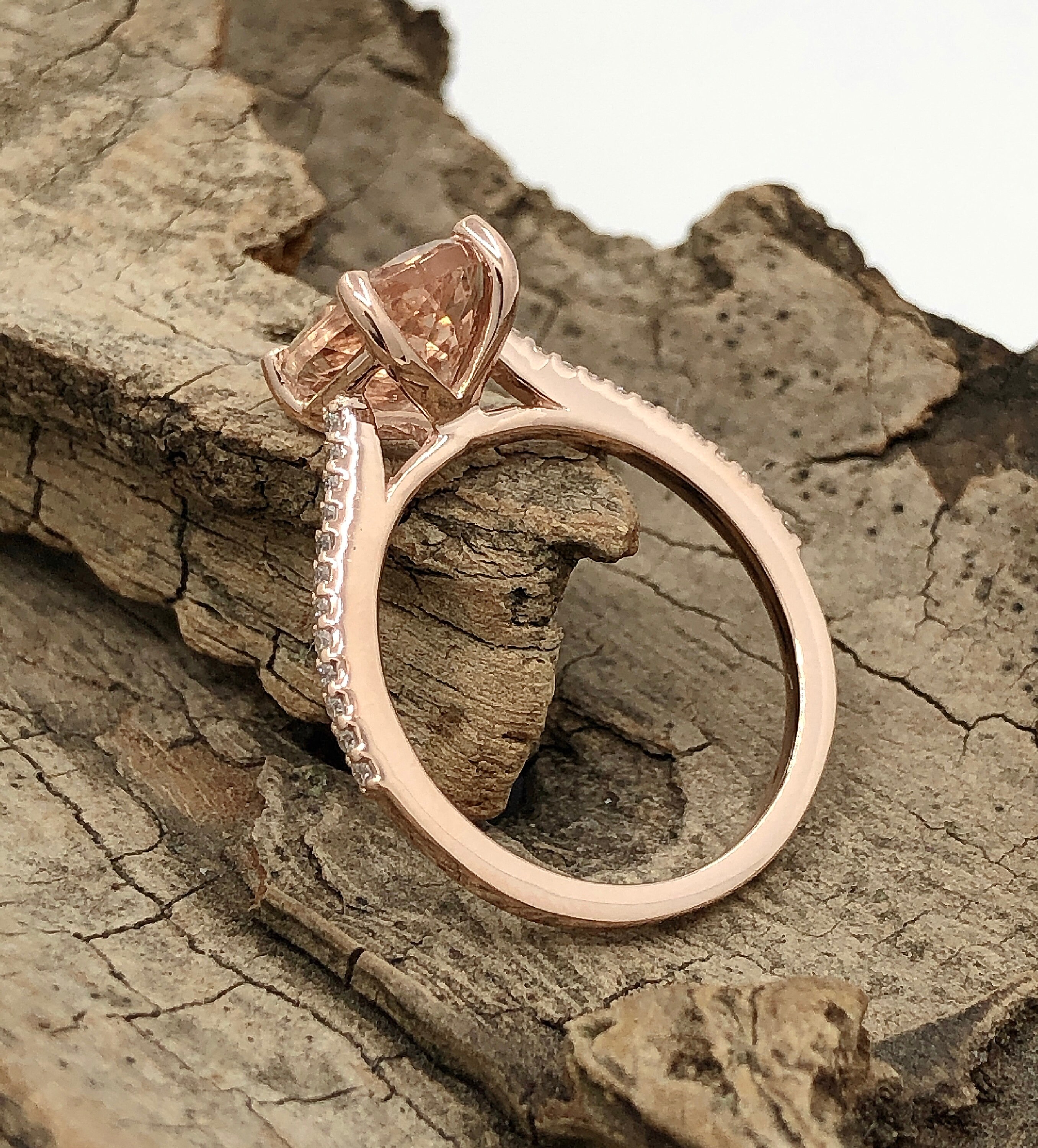 Oval Engagement Ring 14k Rose Gold Ring Solitaire Etsy