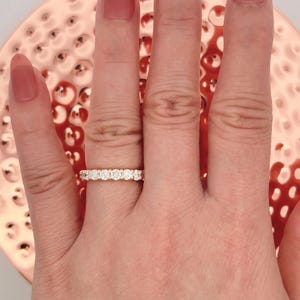 U Prong 1.30 Carats Lab Grown Diamond Wedding Band, 14k Yellow Gold Stackable Diamond Band, 3/4 Eternity Lab Grown Diamond Anniversary Band