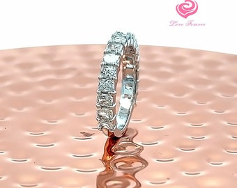 1.85 Carats Radiant Cut Lab Grown Diamond Wedding Band 14k White Gold, 3/4 Eternity Diamond Wedding Ring,Lab Grown Diamond Anniversary Band