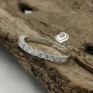 14k White Gold Diamond Ring Wedding Band 0.53 Carats Diamond Half Eternity Matching Band Wedding Ring Anniversary Ring