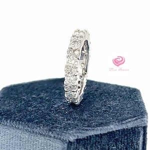 2.14 Carats Lab Grown Diamond Full Eternity Wedding Ring 14k White Gold, Lab Grown Diamond Eternity Wedding Band, Diamond Matching Band