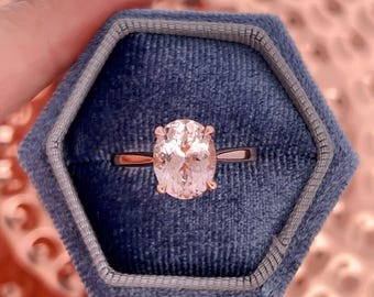 Morganite Engagement Ring 14k Rose Gold, Oval Cut Morganite Wedding Ring, 10x8mm Oval Cut Morganite Solitaire Ring, Anniversary Ring