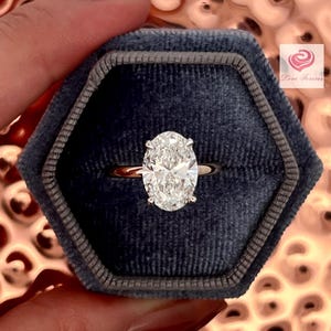 3.09 Carats Oval Cut Lab Grown Diamond Engagement Ring, Two Tones 14k Gold Hidden Halo Diamond Engagement Ring, Oval Cut Anniversary Ring