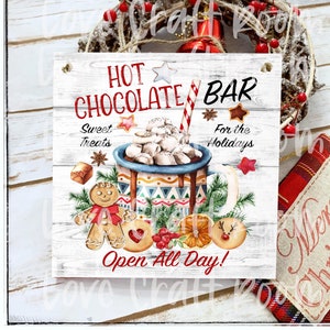 Wall Hanging sign/picture Hot Chocolate Bar Christmas Farmhouse decor Hot Cocoa Bar Hot Chocolate station Festive sign