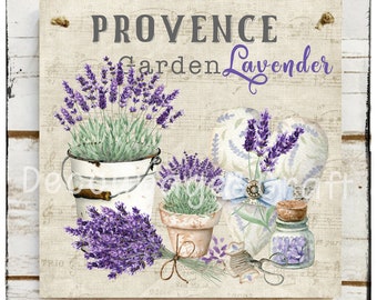 Lavender in the basket hanging plaque/sign Handmade Decoupaged Vintage French style Home decor