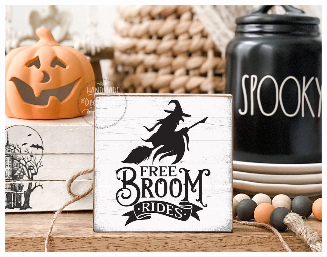 Broom Rides Halloween Plaque/sign Handmade Autumn/fall Tiered Tray
