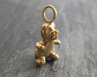 Teddy bear pendant designed by Stephane de Blaye charm. reclaimed bronze pendentive