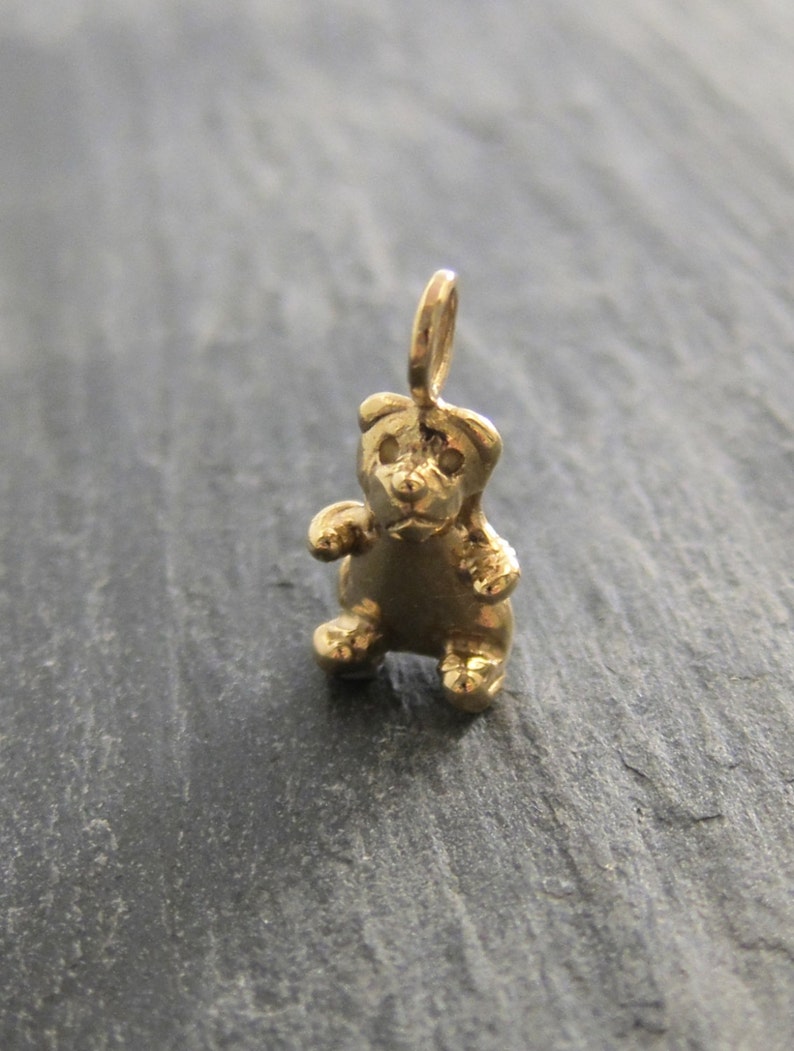Teddy bear pendant designed by Stephane de Blaye charm. reclaimed bronze pendentive