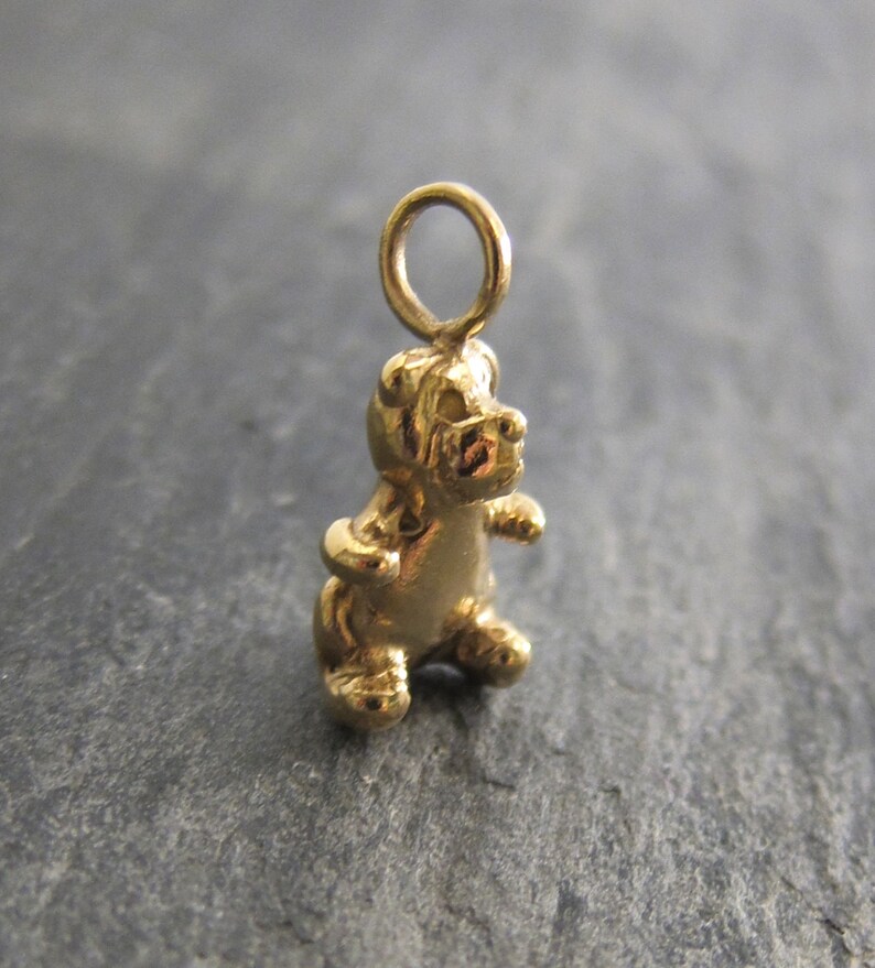 Teddy bear pendant designed by Stephane de Blaye charm. reclaimed bronze pendentive