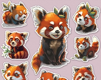 Red Panda Stickers, Set of stickers, vinyl stickers, Laptop Stickers, Redpanda - kawaii stickers, Panda gift