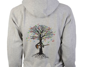 Bass Guitar Hoody Musical Tree Guitarist in sizes up to XXL