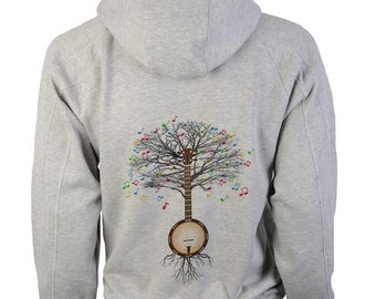 Banjo Hoody Musical Tree in sizes up to XXL