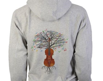 Violin Hoody Musical Tree Fiddle in sizes up to XXL