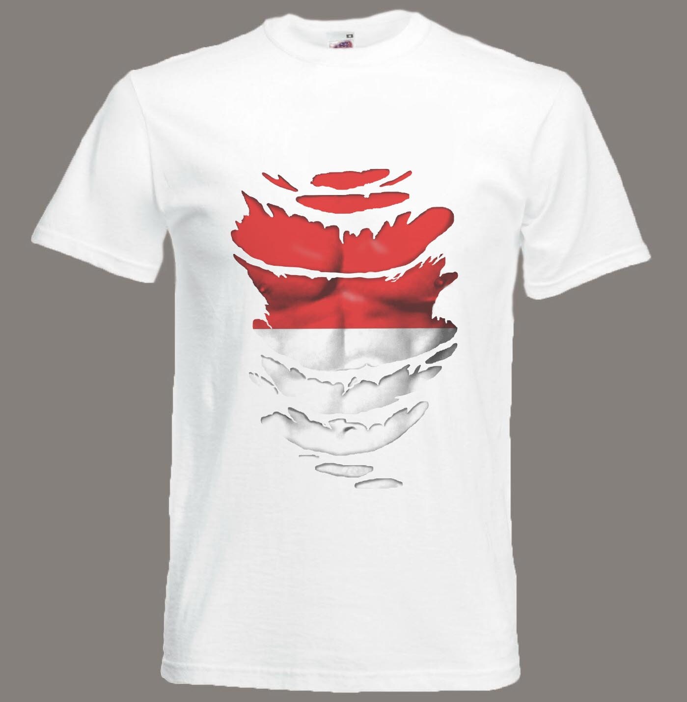 Indonesia Flag T-Shirt see Muscles through Ripped T-Shirt in all sizes