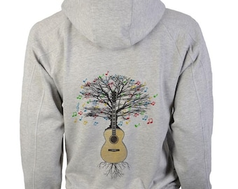 Acoustic Guitar Hoody Musical Tree Guitarist in sizes up to XXL