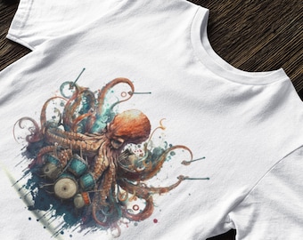 Octopus Drummer T-Shirt drum kit T-shirt Lady Fit Tee percussionist gift