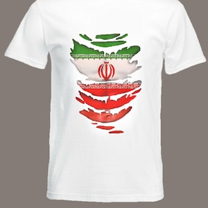Iranian Flag T-Shirt see Muscles through Ripped T-Shirt Iran in all sizes