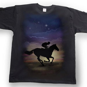 Airbrushed Horse Racing T-shirt jockey in all sizes