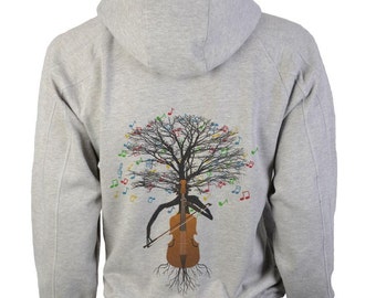 Cello Hoody Musical Tree Cellist violoncello in sizes up to XXL