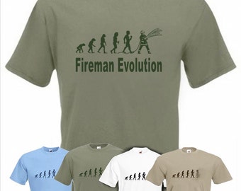 Evolution To Fireman t-shirt Funny Fire Fighter T-shirt sizes Sm TO 2XXL