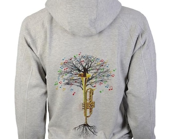 Trumpet Hoody Musical Tree Jazz in sizes up to XXL