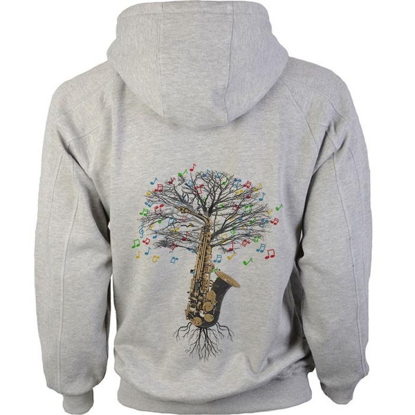 Saxophone Hoody Musical Tree in sizes up to XXL