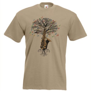 Sassofono t-shirt musicali sassofonista albero in tutte le taglie