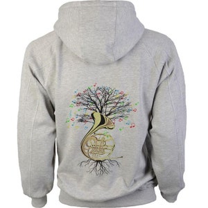 French Horn Hoody Musical Tree in sizes up to XXL