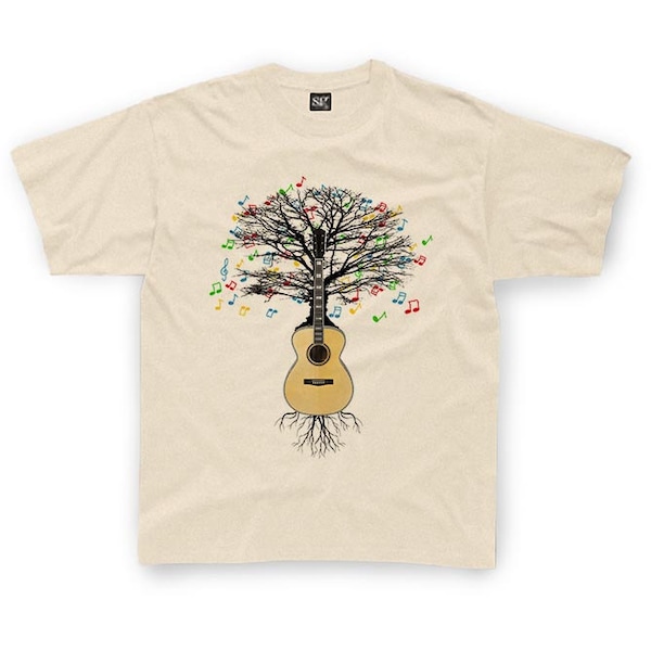 Acoustic Guitar T-shirt Musical Guitar Tree in Children's sizes