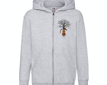 Cello Hoody Full Zip Musical Tree Cellist Front & Back print