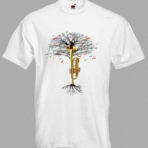Trumpet T-shirt Musical Tree brass instrument in all sizes