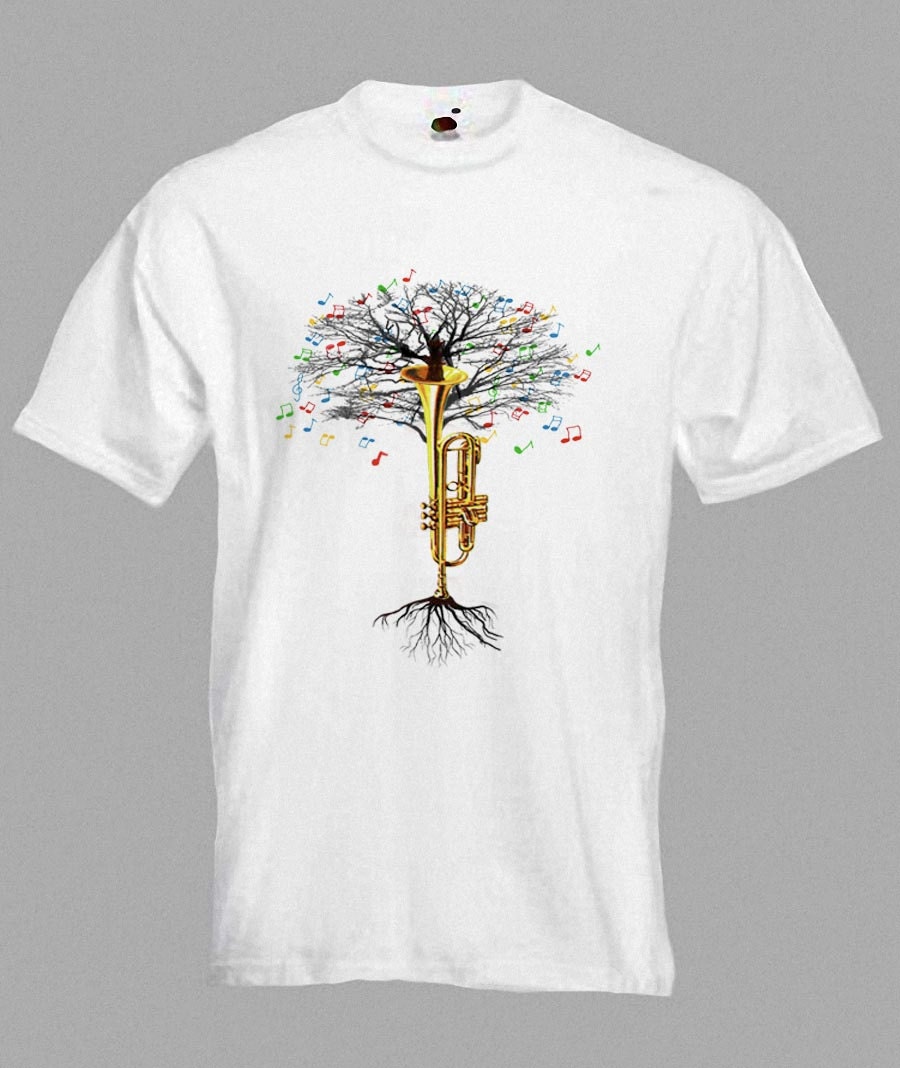 Trumpet T-shirt Musical Tree brass instrument in all sizes