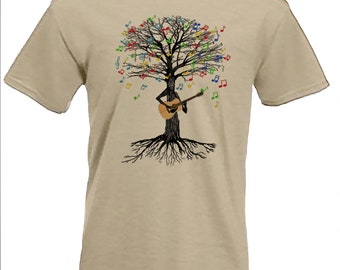 Acoustic Guitar T-shirt Musical Tree Playing Guitar Guitarist unplugged