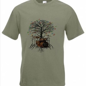 Drum Kit T-shirt Musical Drummer Tree percussion in all sizes