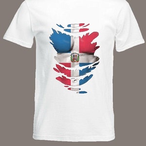 Dominican Flag T-Shirt  see Muscles through Ripped T-Shirt Dominica in all sizes