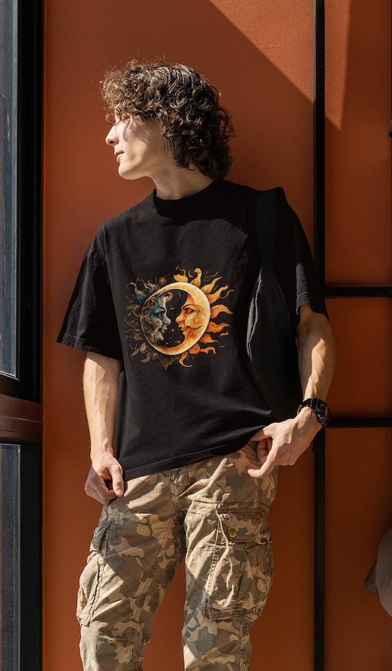 Sun and Moon T-Shirt Crescent And Sun T shirt Astronomy Manifesting Shirt