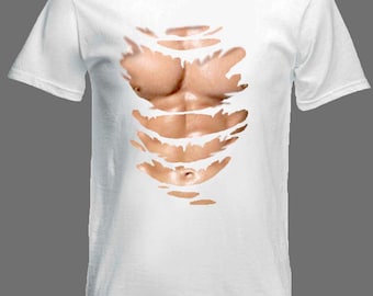 SIX PACK Muscle T-shirt - Fancy Dress Stag Party 6 Abs Muscles  Size S to 3XXXL