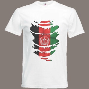 Afghanistan Flag T-Shirt  see Muscles through Ripped T-Shirt Afghan in all sizes