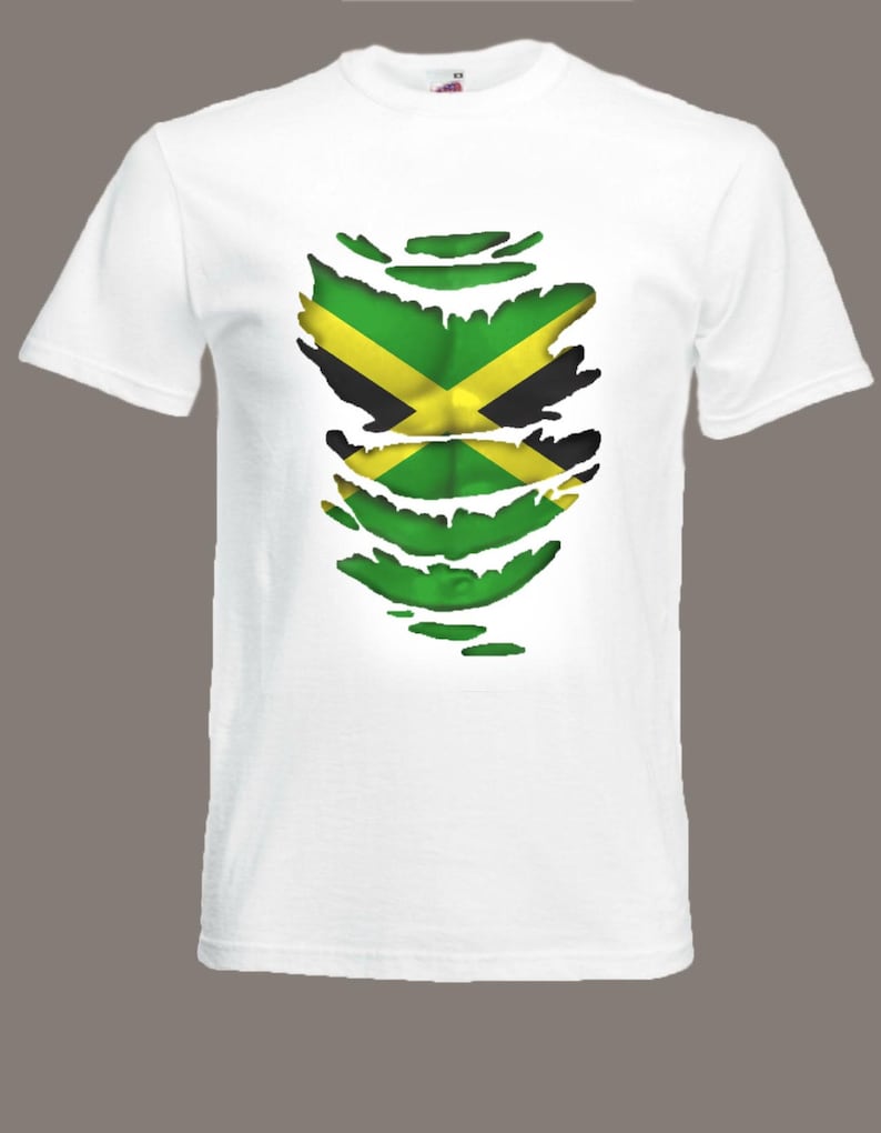 Jamaican Flag T-shirt See Muscles Through Ripped T-shirt | Etsy