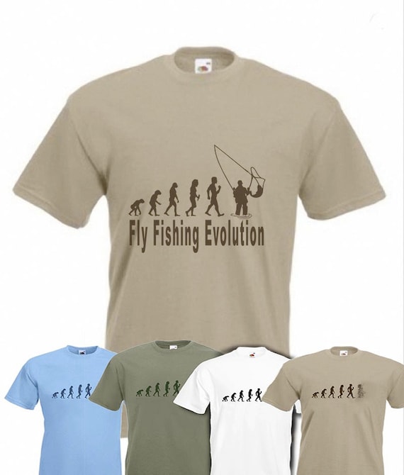Evolution to Fly Fishing T-shirt Funny Angling T-shirt Sizes Sm to 2XXL -   Israel
