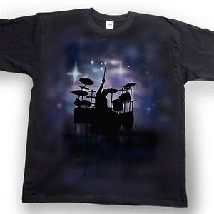 Airbrushed Drummer T-shirt Drum Kit Percussionist Tee Shirt in all sizes